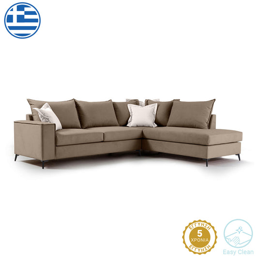 Corner sofa Boston pakoworld left corner fabric mocha-cream 290x235x95cm