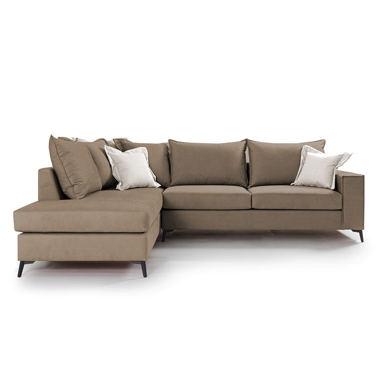 Corner sofa Boston pakoworld right corner fabric mocha-cream 290x235x95cm