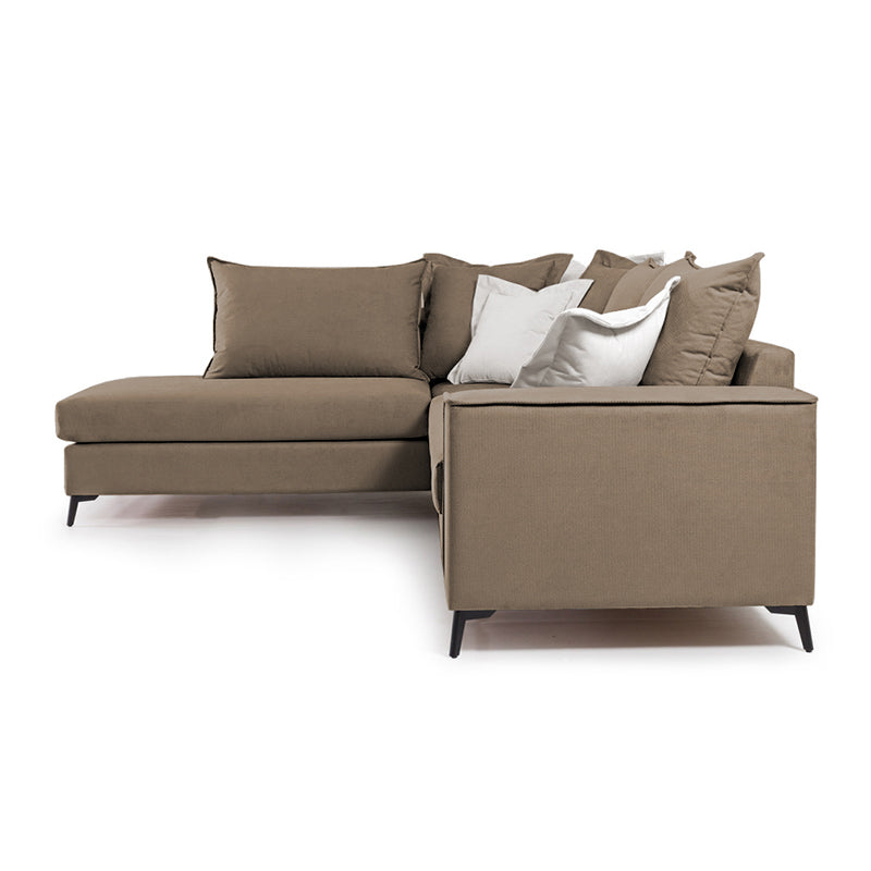 Corner sofa Boston pakoworld right corner fabric mocha-cream 290x235x95cm