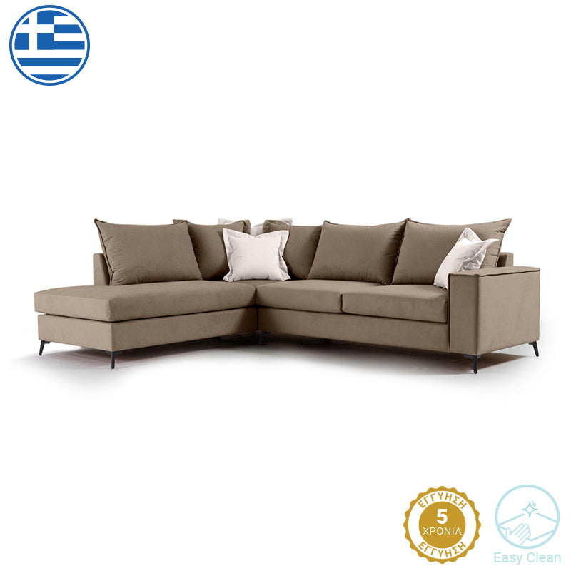 Corner sofa Boston pakoworld right corner fabric mocha-cream 290x235x95cm