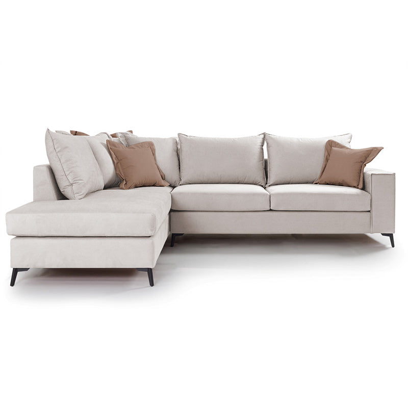 Corner sofa Boston pakoworld right corner fabric cream-mocha 290x235x95cm