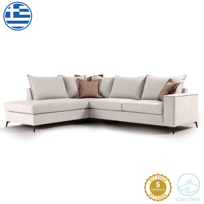 Corner sofa Boston pakoworld right corner fabric cream-mocha 290x235x95cm