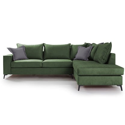 Corner sofa Boston pakoworld left corner fabric dark green-dark grey 290x235x95cm