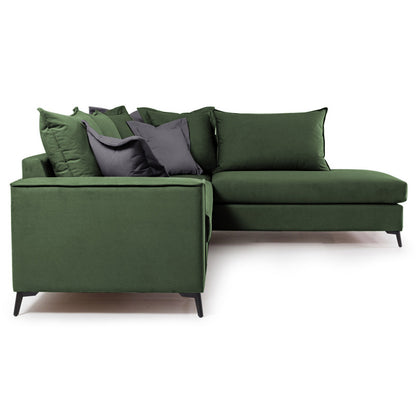 Corner sofa Boston pakoworld left corner fabric dark green-dark grey 290x235x95cm