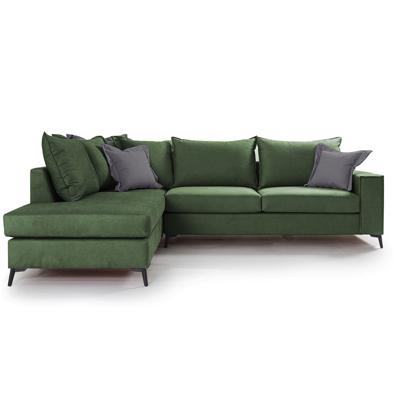 Corner sofa Boston pakoworld right corner fabric dark green-dark grey 290x235x95cm