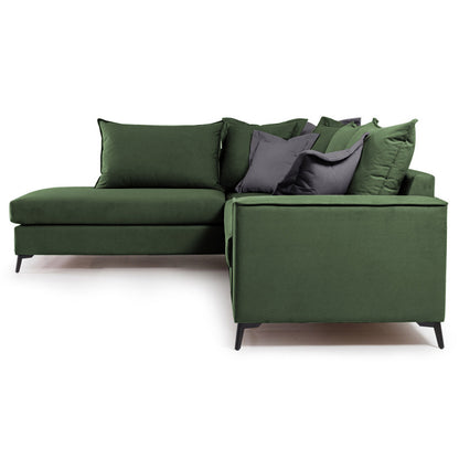 Corner sofa Boston pakoworld right corner fabric dark green-dark grey 290x235x95cm