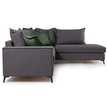 Corner sofa  Romantic pakoworld left corner fabric dark grey-dark green 290x235x95cm