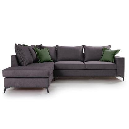 Corner sofa Boston pakoworld right corner fabric dark grey-dark green 290x235x95cm