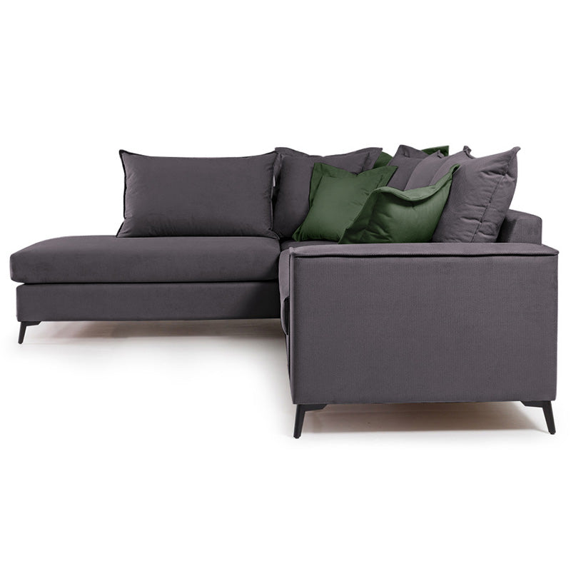 Corner sofa Boston pakoworld right corner fabric dark grey-dark green 290x235x95cm