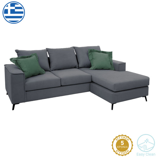 Corner sofa Fabulous pakoworld reversible charcoal-cypress fabric 240x165x95cm