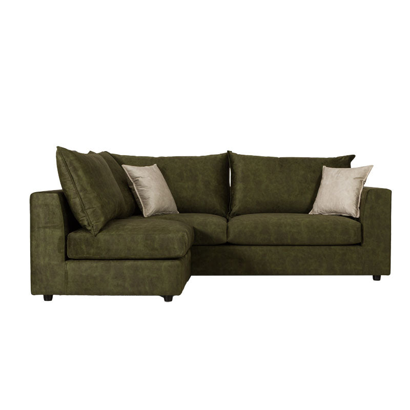 Reversible polymorphic sofa Artemis pakoworld green antique fabric-ivory cushion 240x187x95cm