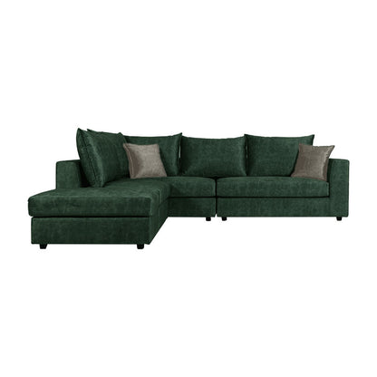 Reversible polymorphic sofa Iris pakoworld green antique fabric-ecru cushion 290x250x95cm