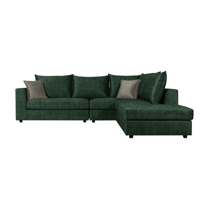 Reversible polymorphic sofa Iris pakoworld green antique fabric-ecru cushion 290x250x95cm