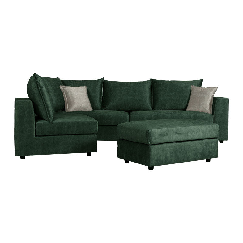 Reversible polymorphic sofa Iris pakoworld green antique fabric-ecru cushion 290x250x95cm