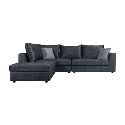 Reversible polymorphic sofa Iris pakoworld dark grey antique fabric-light grey cushion 290x250x95cm