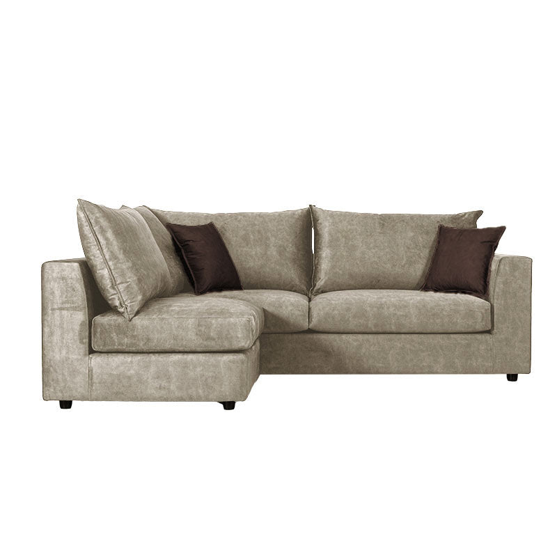 Reversible polymorphic sofa Artemis pakoworld beige antique fabric-darkbrown cushion 240x187x95cm