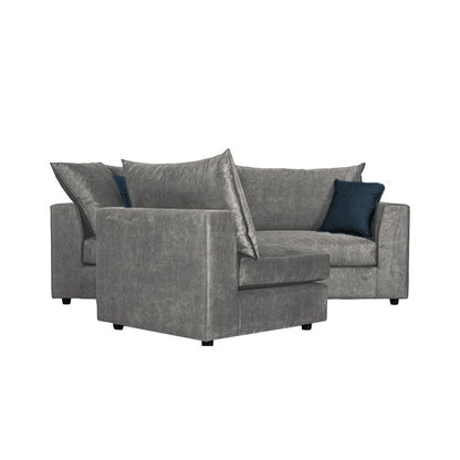 Reversible polymorphic sofa Artemis pakoworld grey antique fabric-dark blue cushion 240x187x95cm