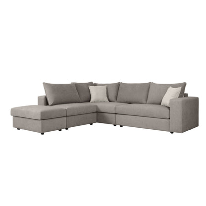 Reversible polymorphic sofa London pakoworld grey fabric-light grey cushions 296x246x95cm