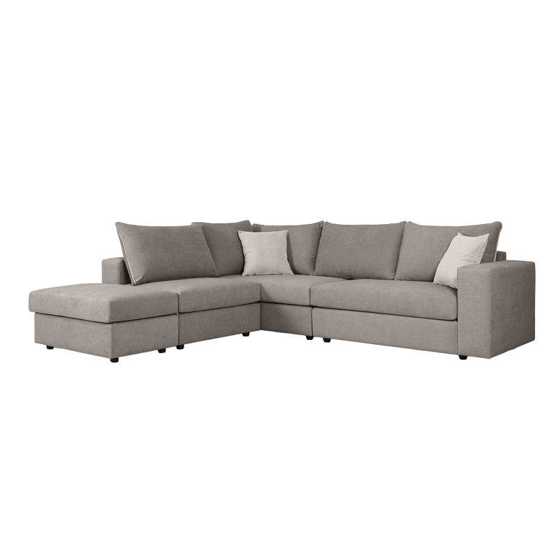 Reversible polymorphic sofa London grey fabric-light grey cushions 296x246x95cm