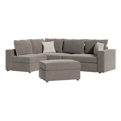 Reversible polymorphic sofa London grey fabric-light grey cushions 296x246x95cm