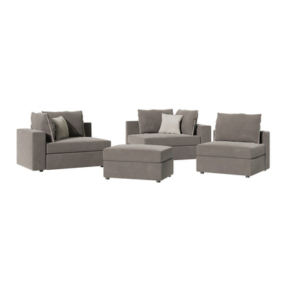 Reversible polymorphic sofa London grey fabric-light grey cushions 296x246x95cm