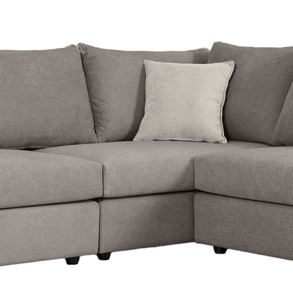 Reversible polymorphic sofa London grey fabric-light grey cushions 296x246x95cm