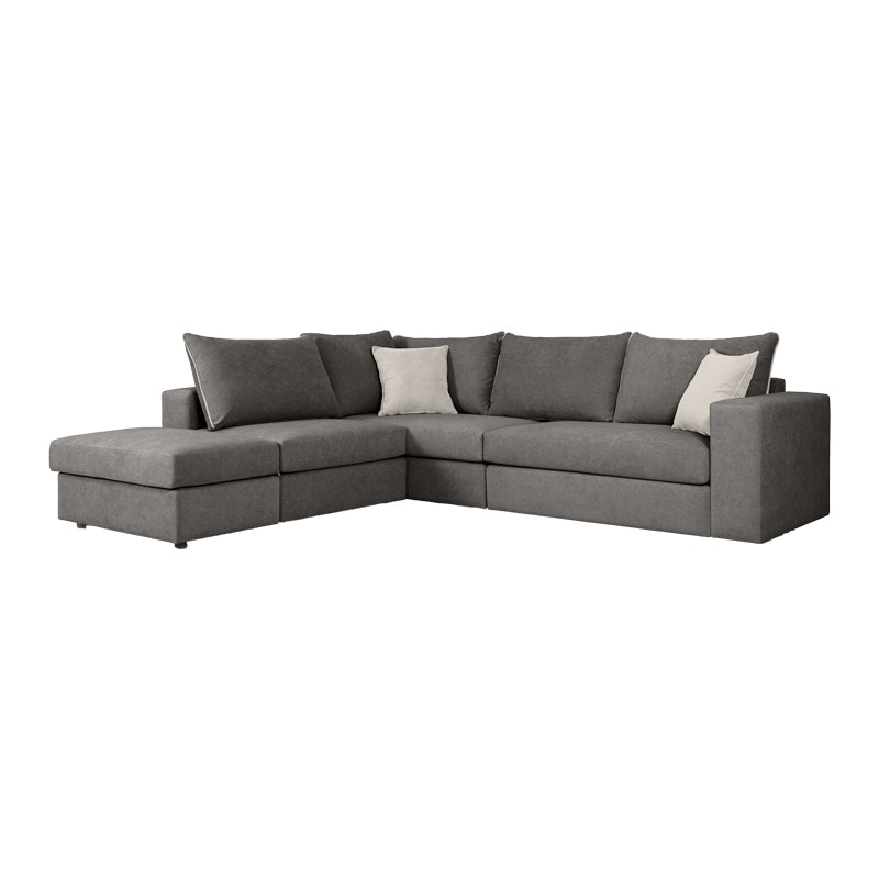 Reversible polymorphic sofa London pakoworld  grey fabric-light grey cushions 296x246x95cm