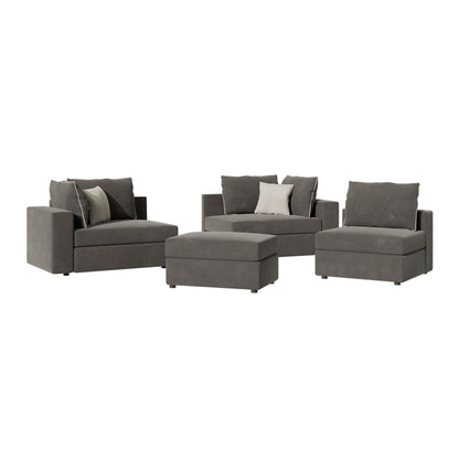 Reversible polymorphic sofa London pakoworld  grey fabric-light grey cushions 296x246x95cm