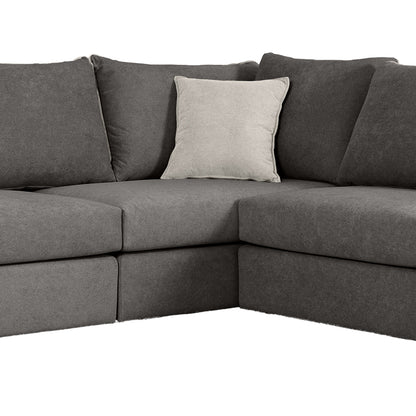 Reversible polymorphic sofa London pakoworld  grey fabric-light grey cushions 296x246x95cm