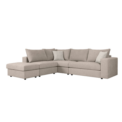 Reversible polymorphic sofa London pakoworld grey-beige fabric-light grey cushions 296x246x95cm