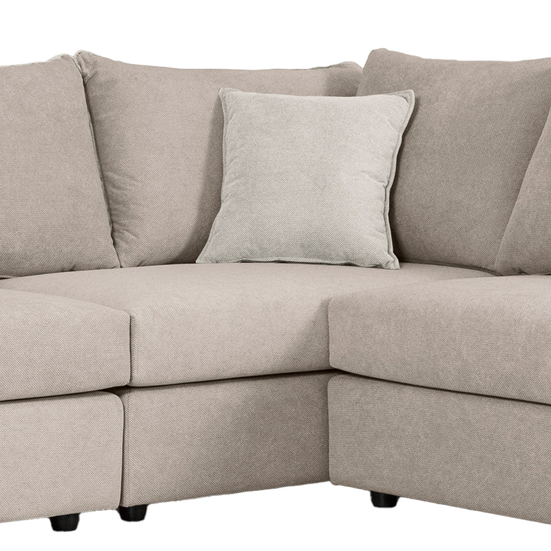 Reversible polymorphic sofa London pakoworld grey-beige fabric-light grey cushions 296x246x95cm