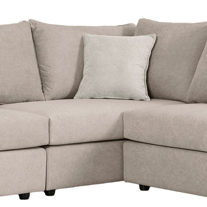 Reversible polymorphic sofa London pakoworld grey-beige fabric-light grey cushions 296x246x95cm