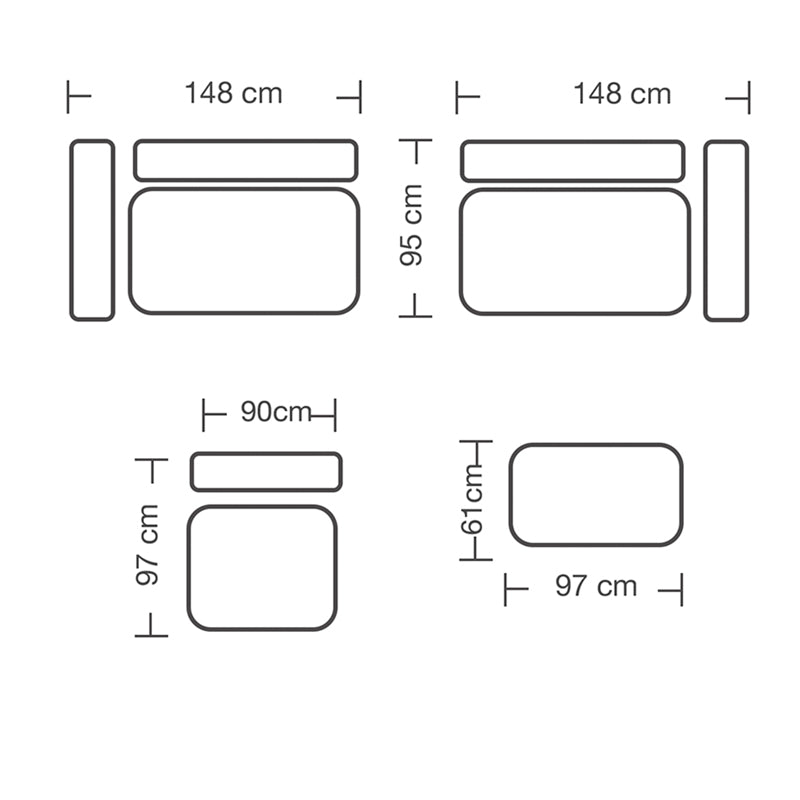 Reversible polymorphic sofa London pakoworld grey-beige fabric-light grey cushions 296x246x95cm
