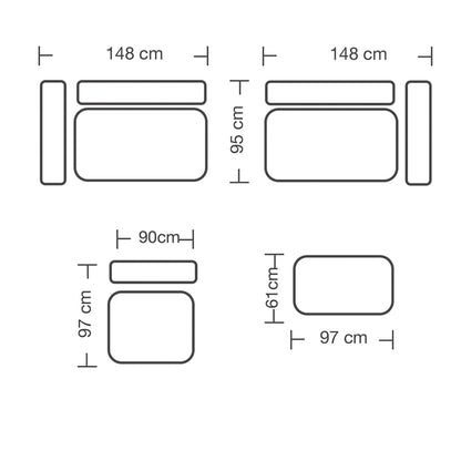 Reversible polymorphic sofa London pakoworld grey-beige fabric-light grey cushions 296x246x95cm