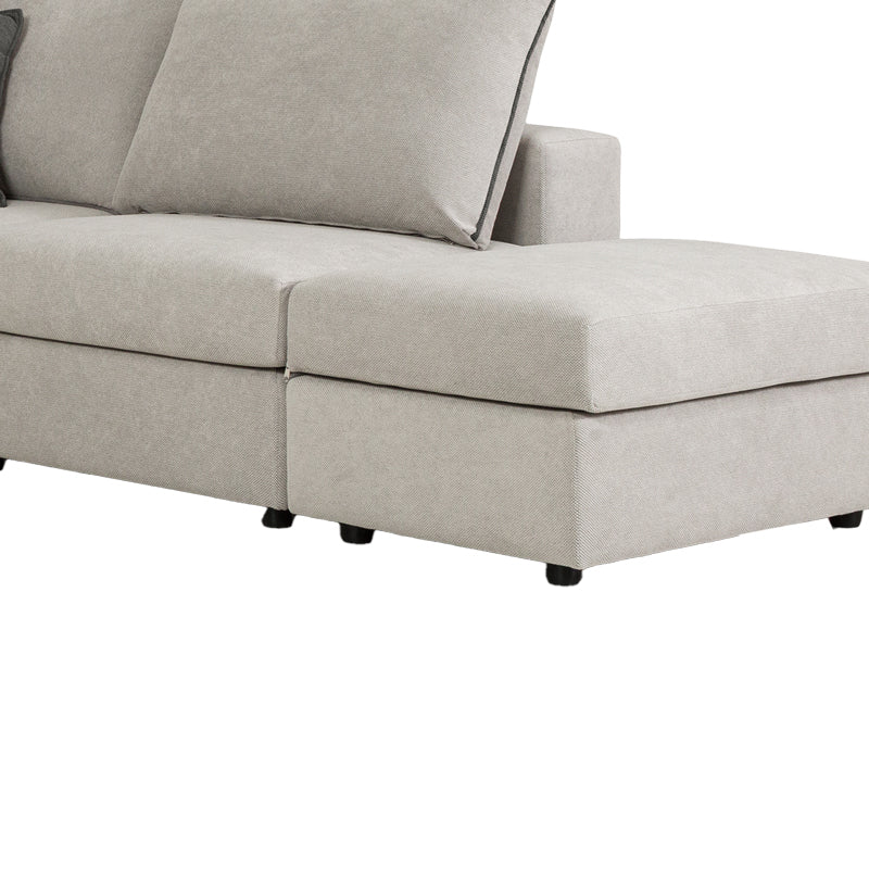 Reversible polymorphic sofa London pakoworld light grey fabric-grey cushions 296x246x95cm