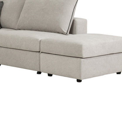 Reversible polymorphic sofa London pakoworld light grey fabric-grey cushions 296x246x95cm