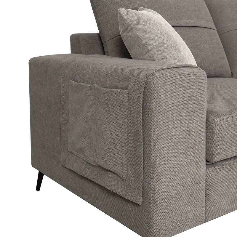 Left corner sofa Montana pakoworld grey fabric-light grey cushions 275x215x93cm