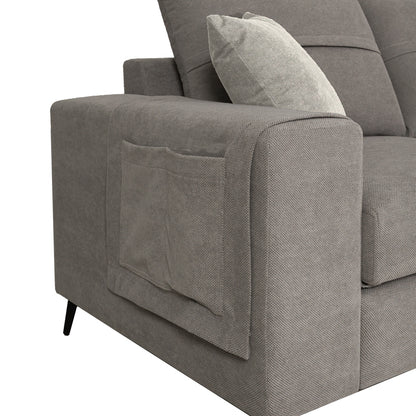 Left corner sofa Montana pakoworld grey fabric-light grey cushions 275x215x93cm