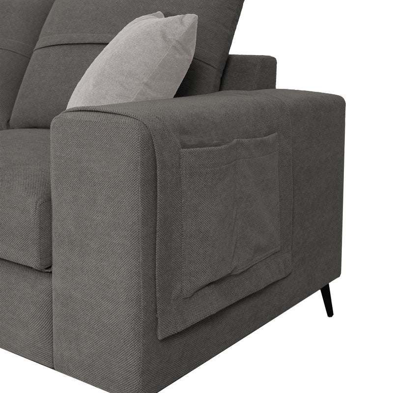 Right corner sofa Montana pakoworld grey fabric-light grey cushions 275x215x93cm