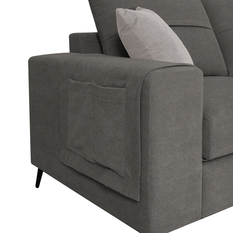 Left corner sofa Montana pakoworld grey fabric-light grey cushions 275x215x93cm