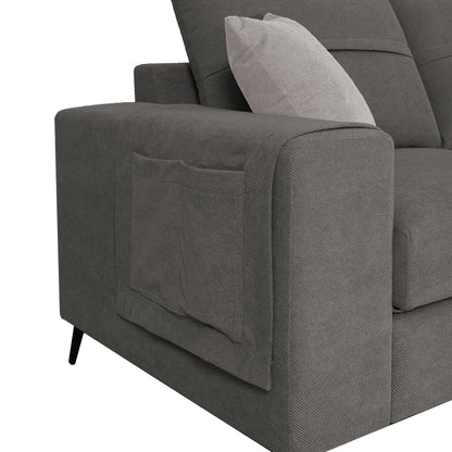 Left corner sofa Montana pakoworld grey fabric-light grey cushions 275x215x93cm