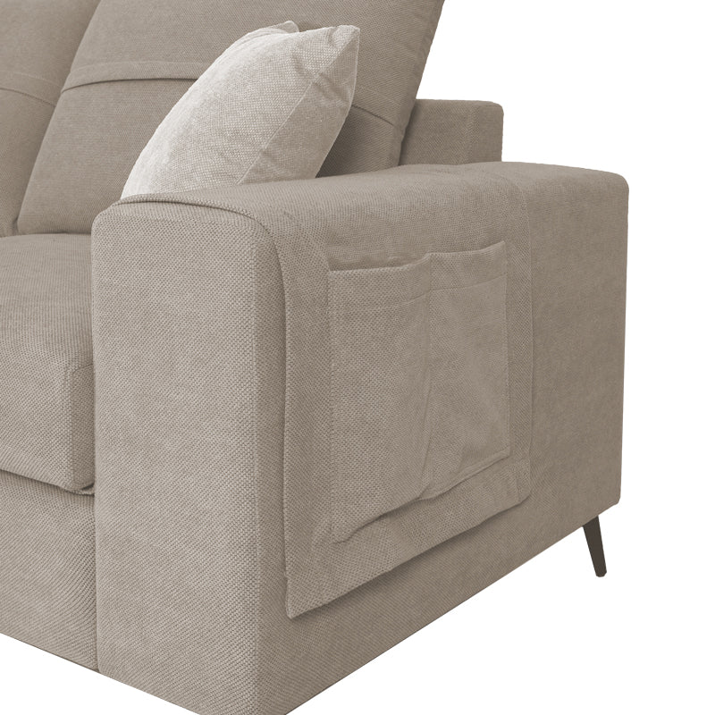 Right corner sofa Montana pakoworld grey-beige fabric-light grey cushions 275x215x93cm