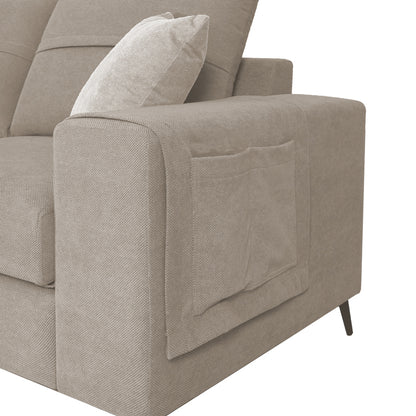 Right corner sofa Montana pakoworld grey-beige fabric-light grey cushions 275x215x93cm