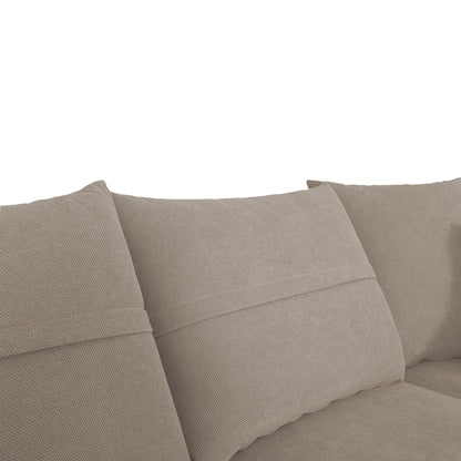 Right corner sofa Montana pakoworld grey-beige fabric-light grey cushions 275x215x93cm