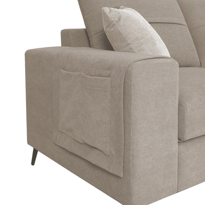 Left corner sofa Montana pakoworld grey-beige fabric-light grey cushions 275x215x93cm