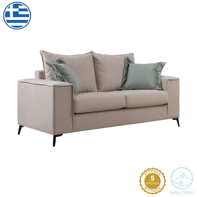 Verona pakoworld 2-seater sofa cream fabric with mint cushions 173x93x100cm