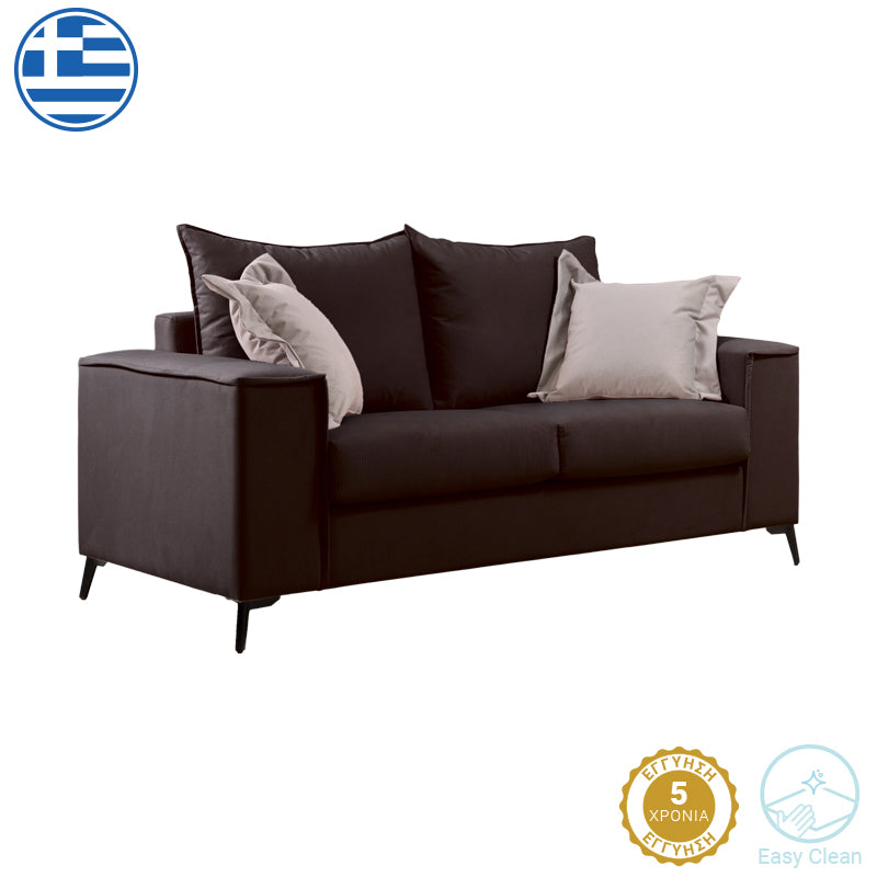 Verona pakoworld 2-seater sofa dark grey fabric with beige cushions 173x93x100cm