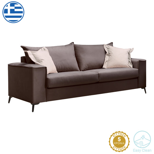 Verona pakoworld 3-seater sofa dark grey fabric with beige cushions 225x93x100cm