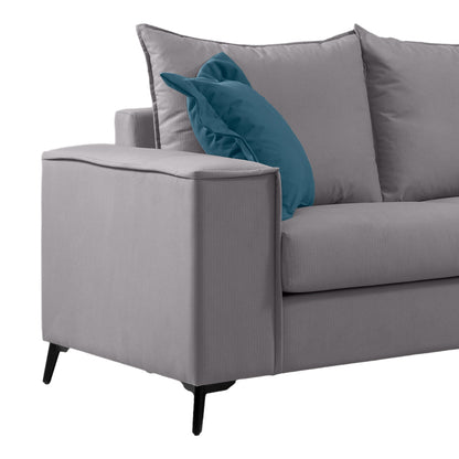 Verona pakoworld 2-seater sofa light grey fabric with blue cushions 173x93x100cm