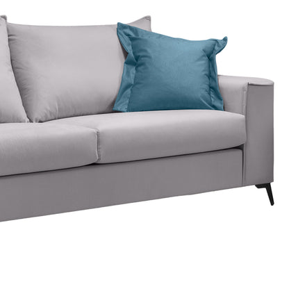Verona pakoworld 3-seater sofa light grey fabric with blue cushions 225x93x100cm